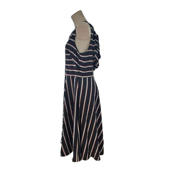 Eliza J Striped Sleeveless Fit and Flare Knee Length Dress Bow on back size 14 - Picture 3 of 7